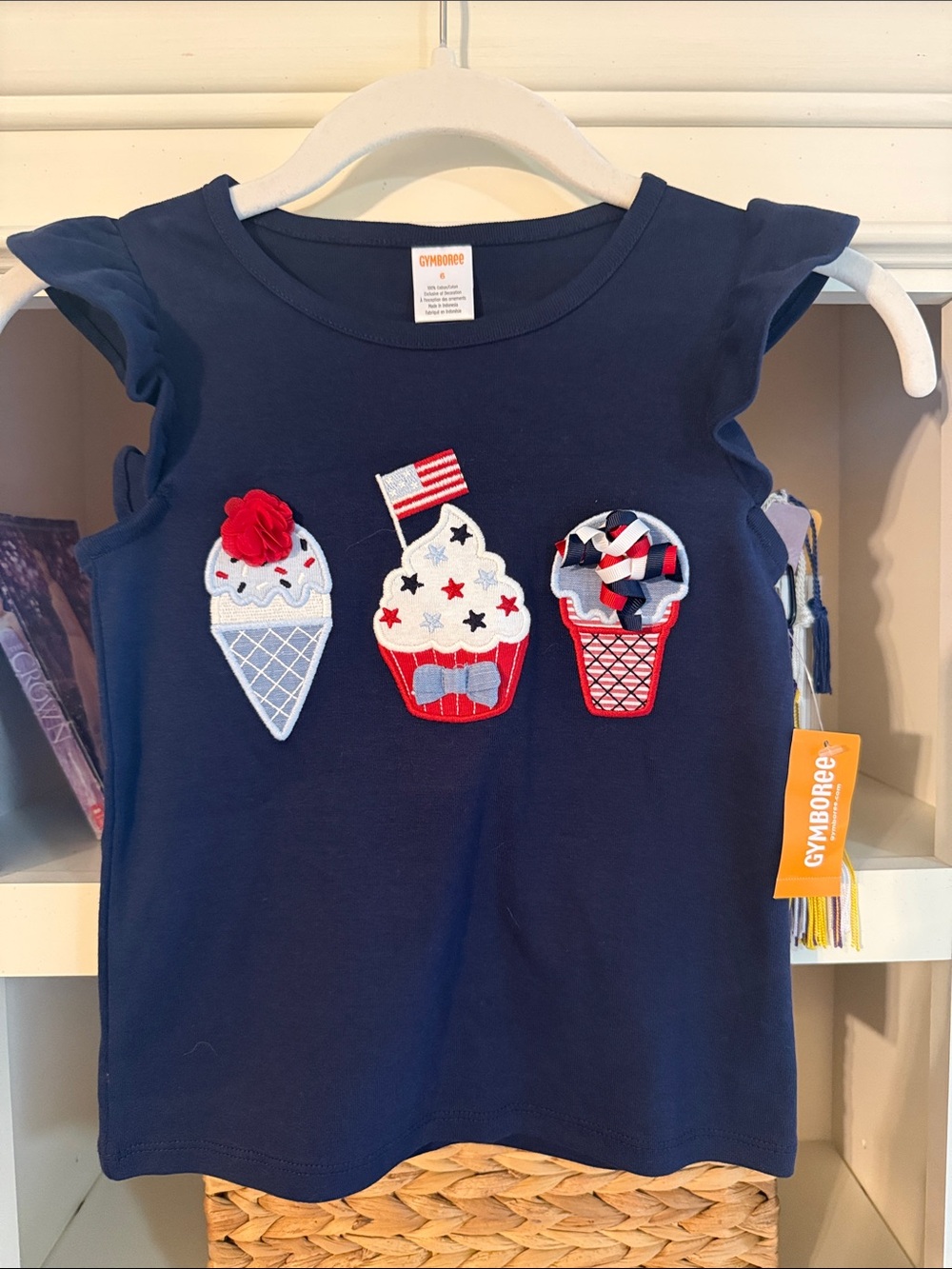 Gymboree Navy Tank Top with Red, White & Blue Sweet Treat Appliqués